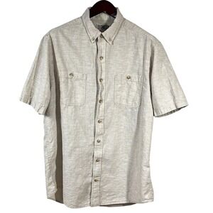 Duluth Hemp Organic Cotton Button Down Shirt Mens L TALL Short Sleeve Casual
